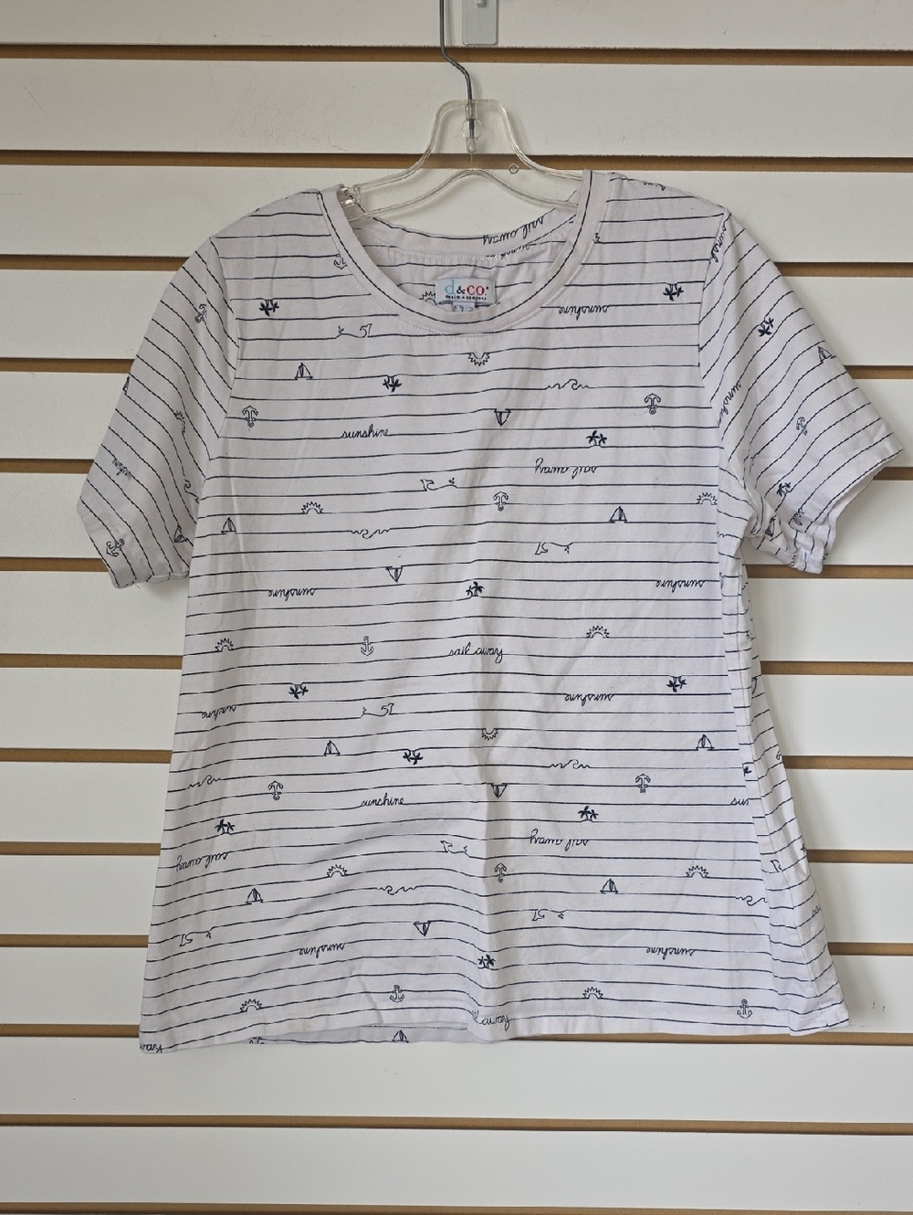 Denim&Co Striped Graphic Tee